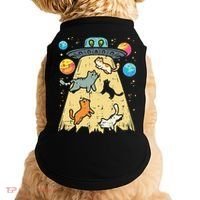 Alien Abduction Cats Ufo Flying Saucer Space Women Doggie Tank thumb 0