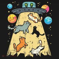 Alien Abduction Cats Ufo Flying Saucer Space Women Hoodie thumb 2