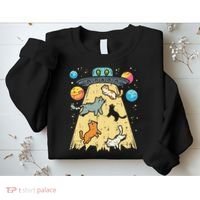 Alien Abduction Cats Ufo Flying Saucer Space Women Sweatshirt thumb 2