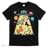 Alien Abduction Cats Ufo Flying Saucer Space Women T-Shirt thumb 0
