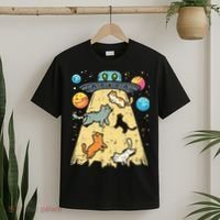 Alien Abduction Cats Ufo Flying Saucer Space Women T-Shirt thumb 2