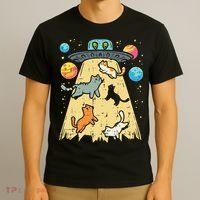 Alien Abduction Cats Ufo Flying Saucer Space Women T-Shirt thumb 3