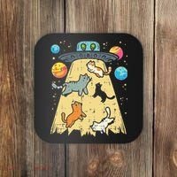 Alien Abduction Cats Ufo Flying Saucer Space Women Coaster thumb 0