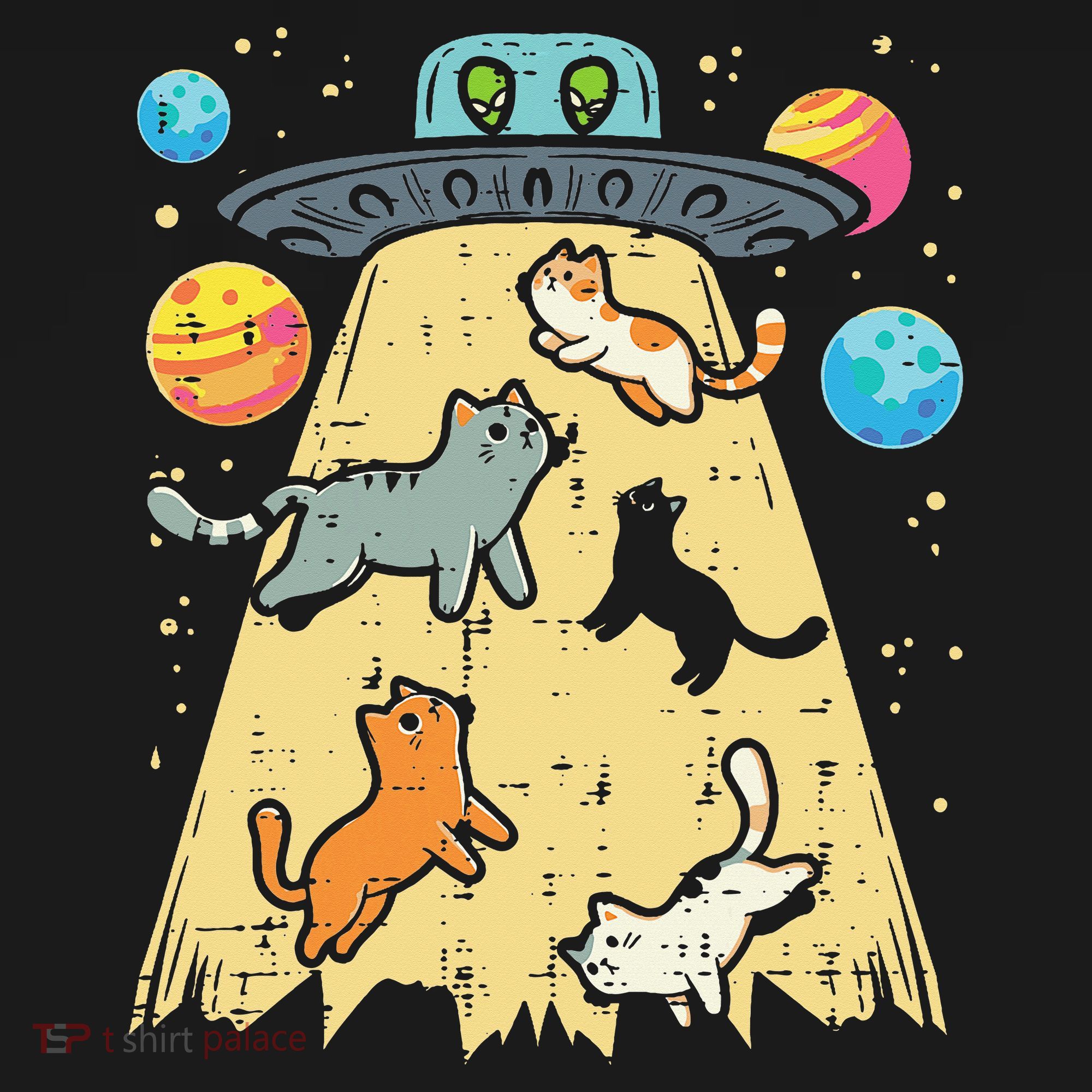 Alien Abduction Cats Ufo Flying Saucer Space Women Mousepad