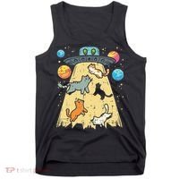 Alien Abduction Cats Ufo Flying Saucer Space Women Tank Top thumb 0
