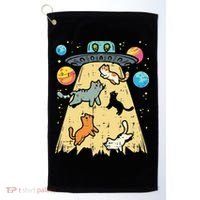 Alien Abduction Cats Ufo Flying Saucer Space Women Golf Towel thumb 0