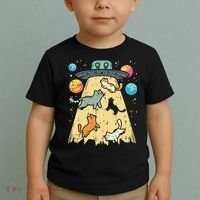 Alien Abduction Cats Ufo Flying Saucer Space Women Toddler T-Shirt thumb 2