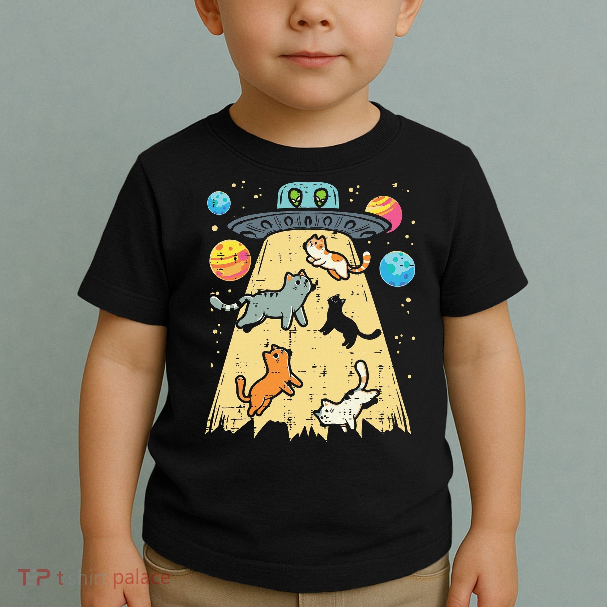 Alien Abduction Cats Ufo Flying Saucer Space Women Toddler T-Shirt
