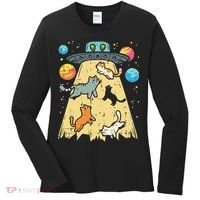 Alien Abduction Cats Ufo Flying Saucer Space Women Women's Long Sleeve Shirt thumb 0