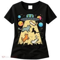Alien Abduction Cats Ufo Flying Saucer Space Women Women's T-Shirt thumb 0