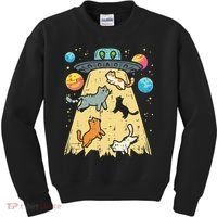 Alien Abduction Cats Ufo Flying Saucer Space Women Kids Sweatshirt thumb 0