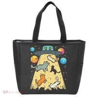 Alien Abduction Cats Ufo Flying Saucer Space Women Tote Bag thumb 0