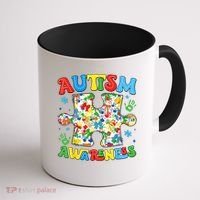 Autism Awareness Coquette Bow Autism Awareness Puzzle Piece Coffee Mug thumb 1