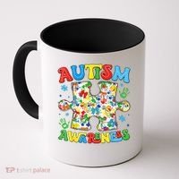 Autism Awareness Coquette Bow Autism Awareness Puzzle Piece Coffee Mug thumb 0