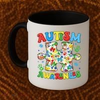 Autism Awareness Coquette Bow Autism Awareness Puzzle Piece Coffee Mug thumb 2
