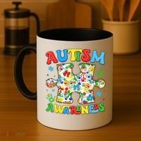 Autism Awareness Coquette Bow Autism Awareness Puzzle Piece Coffee Mug thumb 4