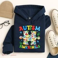 Autism Awareness Coquette Bow Autism Awareness Puzzle Piece Hoodie thumb 4
