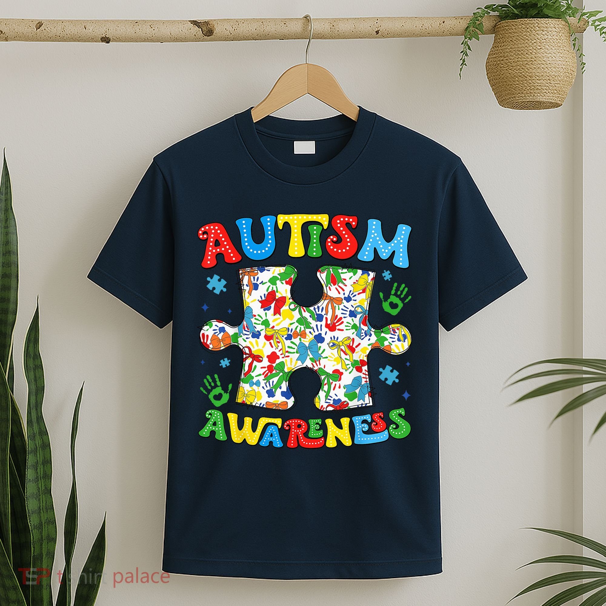 Autism Awareness Coquette Bow Autism Awareness Puzzle Piece T-Shirt