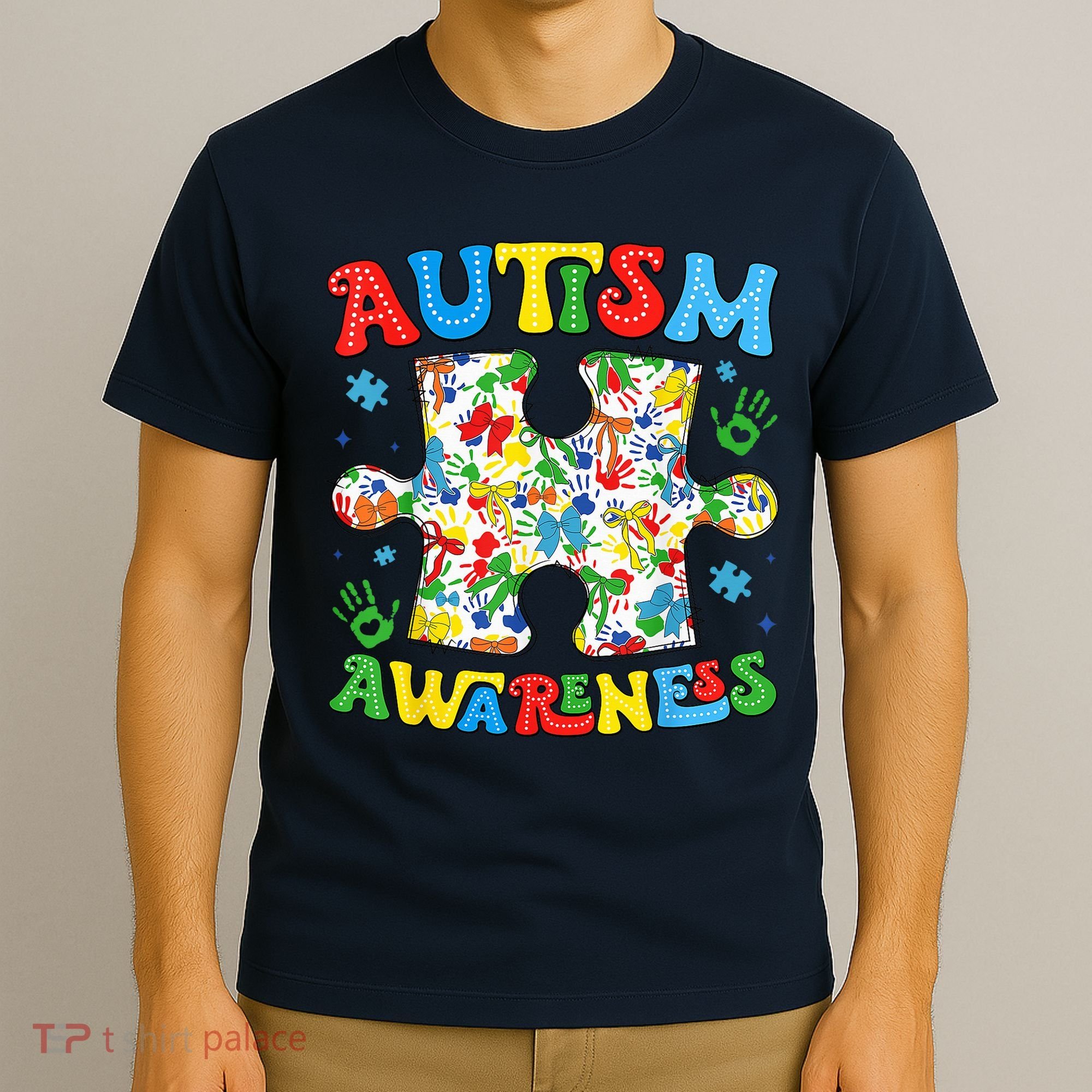 Autism Awareness Coquette Bow Autism Awareness Puzzle Piece T-Shirt