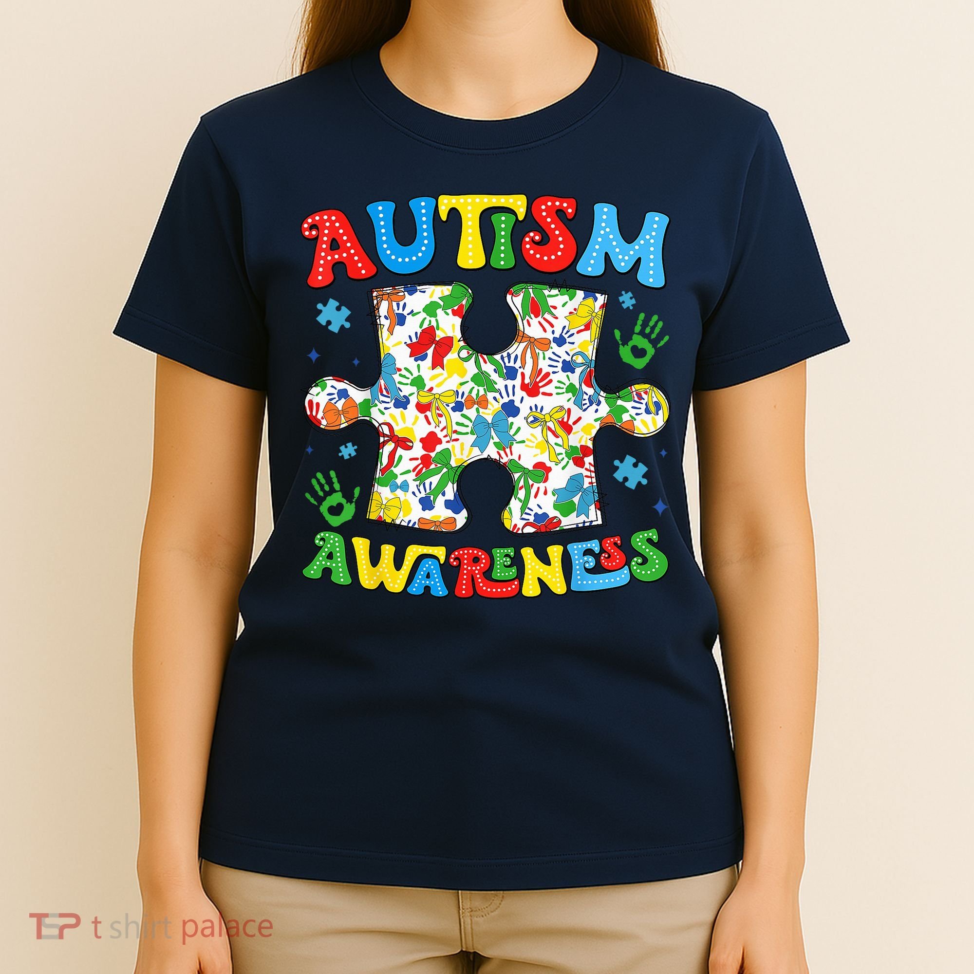 Autism Awareness Coquette Bow Autism Awareness Puzzle Piece T-Shirt