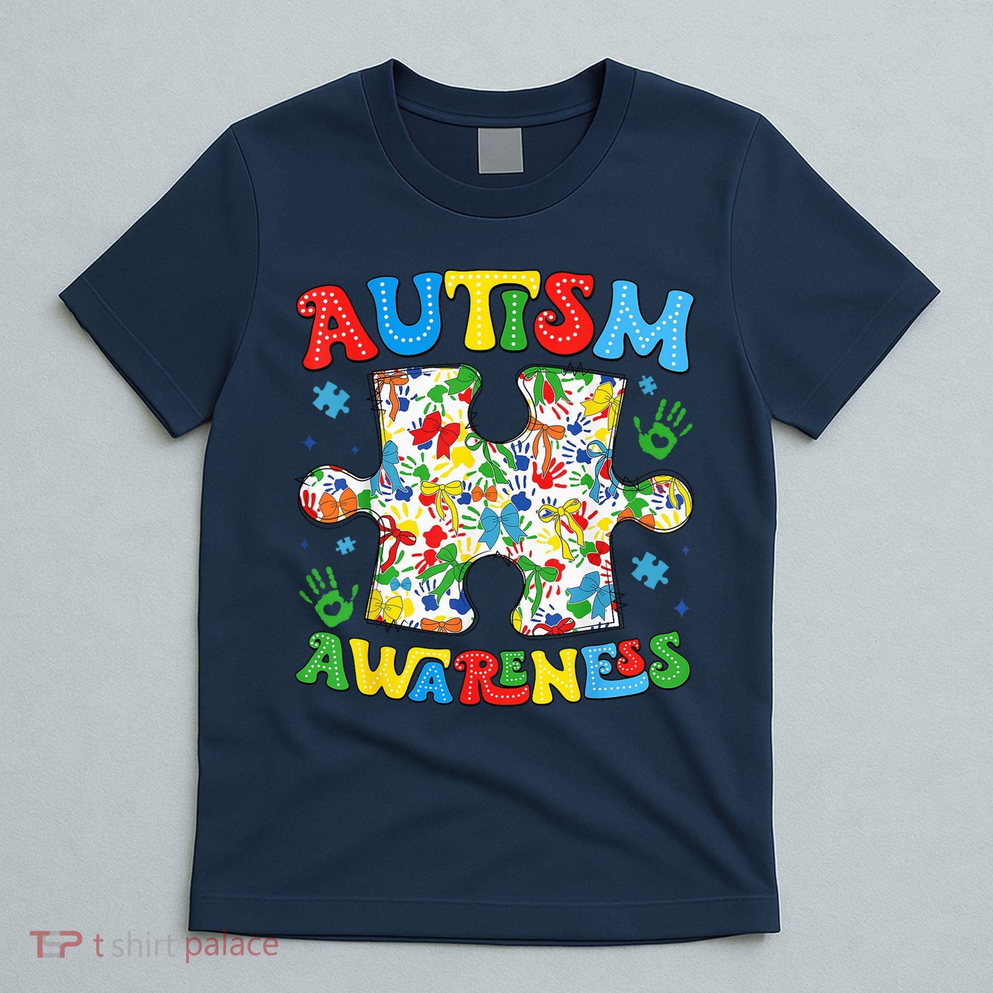Autism Awareness Coquette Bow Autism Awareness Puzzle Piece T-Shirt