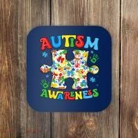 Autism Awareness Coquette Bow Autism Awareness Puzzle Piece Coaster thumb 0
