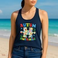 Autism Awareness Coquette Bow Autism Awareness Puzzle Piece Women's Tank Top thumb 2
