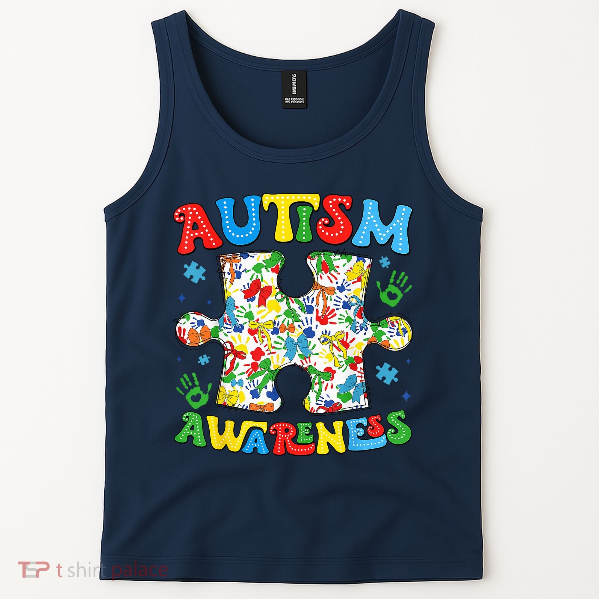 Autism Awareness Coquette Bow Autism Awareness Puzzle Piece Tank Top