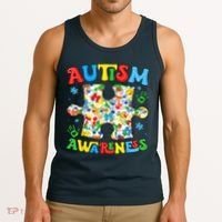 Autism Awareness Coquette Bow Autism Awareness Puzzle Piece Tank Top thumb 3