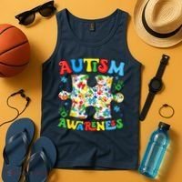 Autism Awareness Coquette Bow Autism Awareness Puzzle Piece Tank Top thumb 4