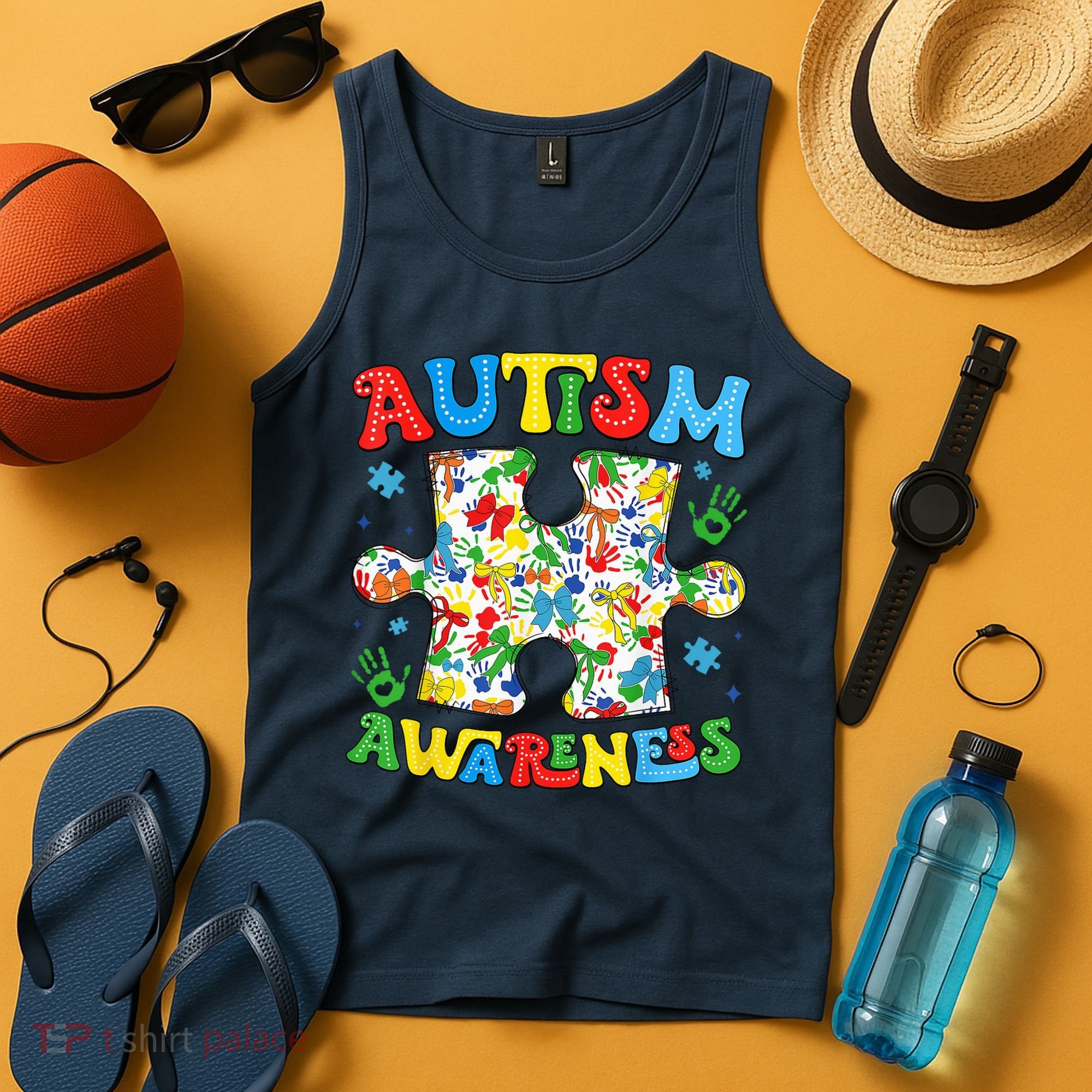 Autism Awareness Coquette Bow Autism Awareness Puzzle Piece Tank Top
