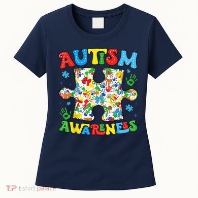 Autism Awareness Coquette Bow Autism Awareness Puzzle Piece Women's T-Shirt