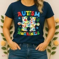 Autism Awareness Coquette Bow Autism Awareness Puzzle Piece Women's T-Shirt thumb 2