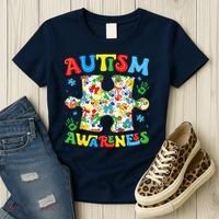 Autism Awareness Coquette Bow Autism Awareness Puzzle Piece Women's T-Shirt thumb 3