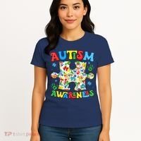 Autism Awareness Coquette Bow Autism Awareness Puzzle Piece Women's T-Shirt thumb 4