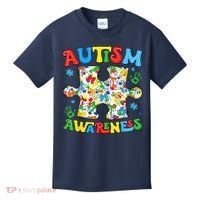 Autism Awareness Coquette Bow Autism Awareness Puzzle Piece Kids T-Shirt thumb 0