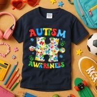 Autism Awareness Coquette Bow Autism Awareness Puzzle Piece Kids T-Shirt thumb 3