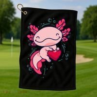 Axolotl Axolotl Cute Heart Golf Towel thumb 1