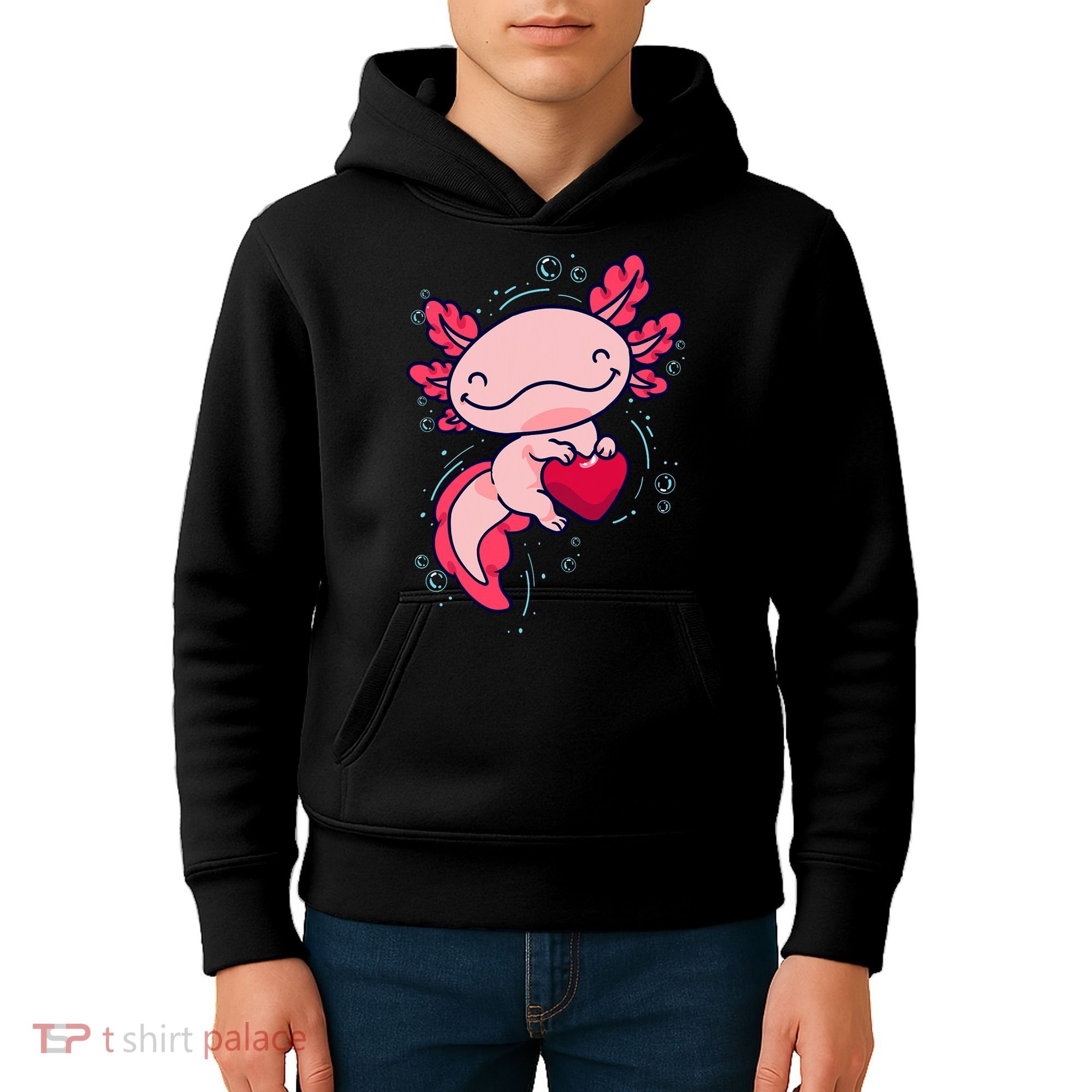 Axolotl Axolotl Cute Heart Kids Hoodie