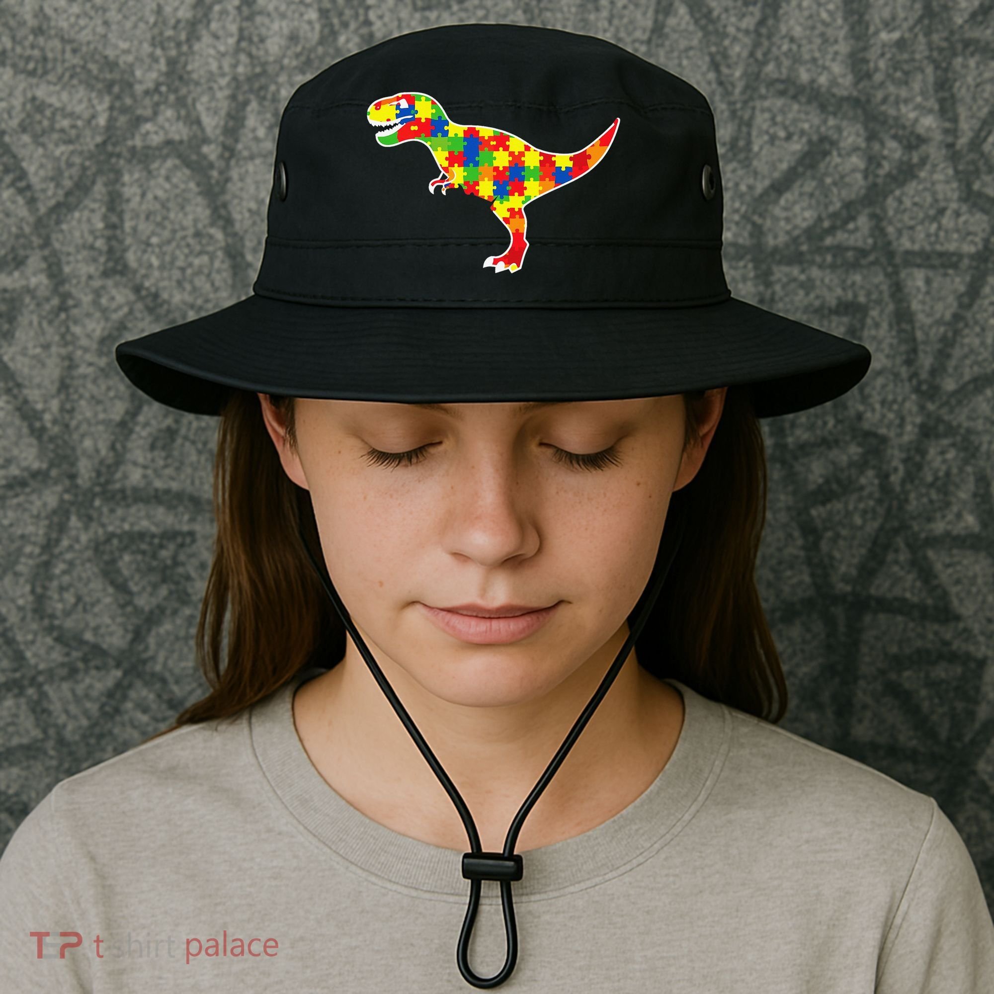 Autism Awareness Cute Dinosaur T Rex Bucket Hat