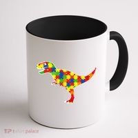 Autism Awareness Cute Dinosaur T Rex Coffee Mug thumb 1