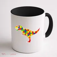 Autism Awareness Cute Dinosaur T Rex Coffee Mug thumb 1