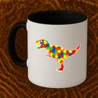 Autism Awareness Cute Dinosaur T Rex Coffee Mug thumb 2