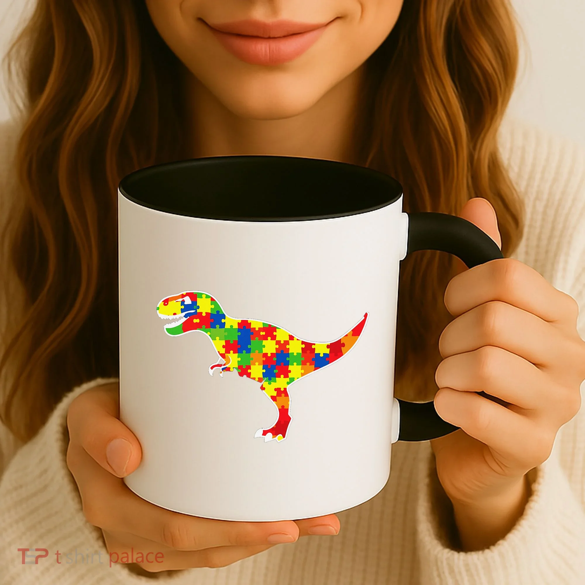 Autism Awareness Cute Dinosaur T Rex Coffee Mug