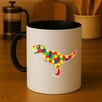 Autism Awareness Cute Dinosaur T Rex Coffee Mug thumb 4