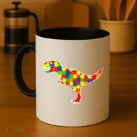 Autism Awareness Cute Dinosaur T Rex Coffee Mug thumb 4