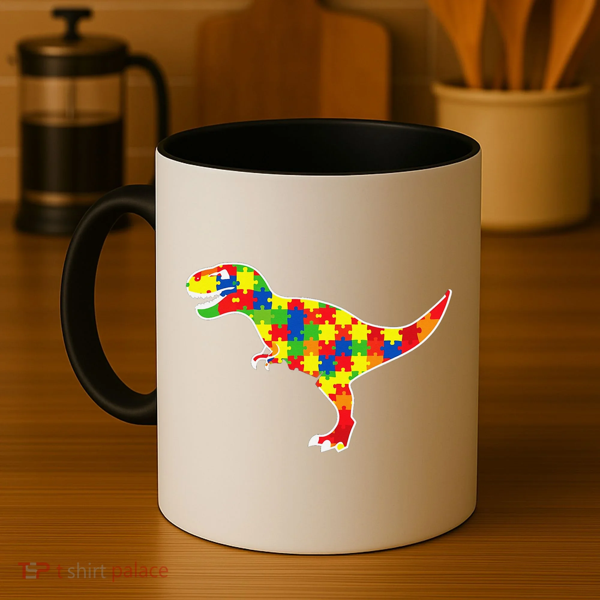 Autism Awareness Cute Dinosaur T Rex Coffee Mug