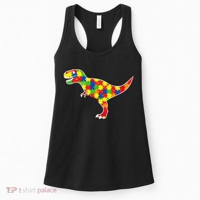 Autism Awareness Cute Dinosaur T Rex Women's Tank Top