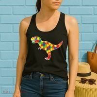 Autism Awareness Cute Dinosaur T Rex Women's Tank Top thumb 2