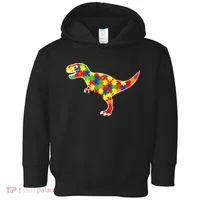 Autism Awareness Cute Dinosaur T Rex Toddler Hoodie thumb 0